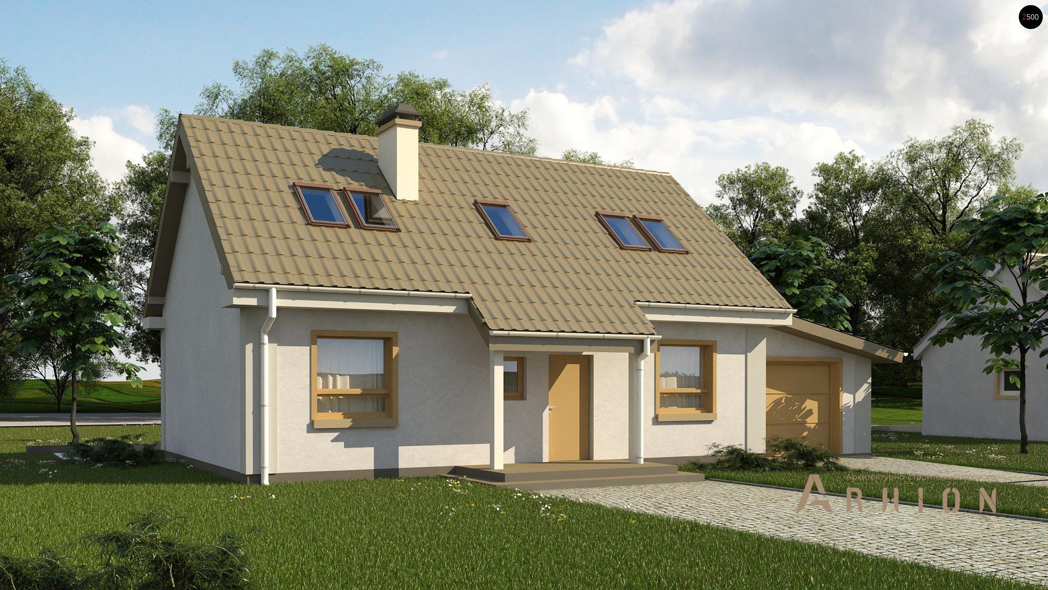 1. Проект одноэтажного дома в современном стиле с двускатной кровлей, Z12 P GP, площадью - 156 кв c мансардой, терассой, гаражом